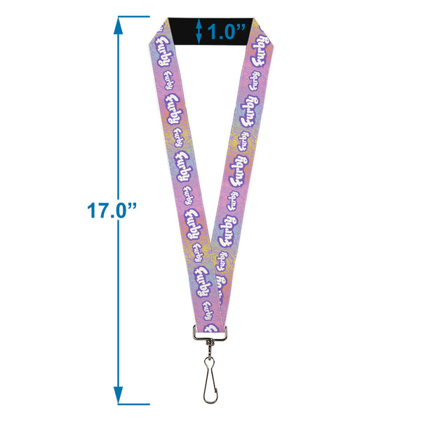 Buckle-Down Lanyard - 1.0" - FURBY Title Logo Fur Print White/Lavender/Purple