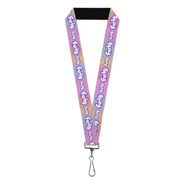 Buckle-Down Lanyard - 1.0" - FURBY Title Logo Fur Print White/Lavender/Purple