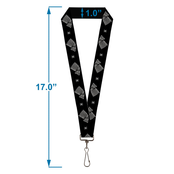 Buckle-Down Lanyard - 1.0" - Game Of Thrones House Of Stark Sigil Black/White