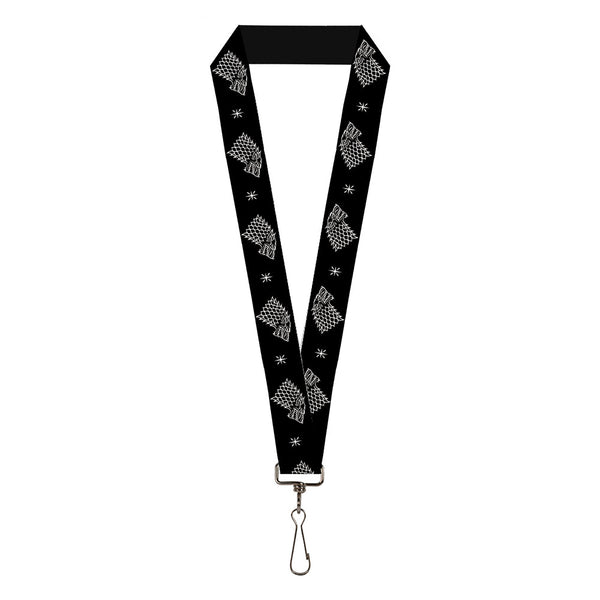 Buckle-Down Lanyard - 1.0" - Game of Thrones House of Stark Sigil Black/White