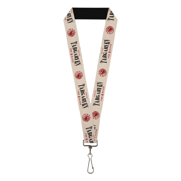 Buckle-Down Lanyard - 1.0" - Game of Thrones TARGARYEN HOUSE OF FIRE & BLOOD Sigil White/Red/Black