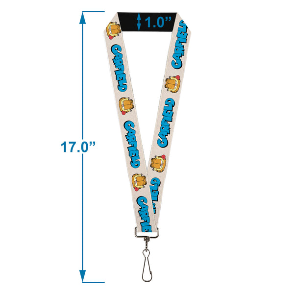Buckle-Down Lanyard - 1.0" - GARFIELD Title Logo And Smiling Tongue Pose White