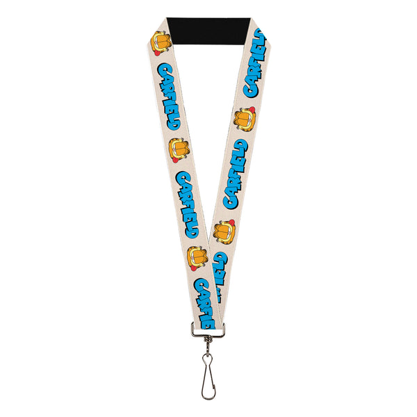 Buckle-Down Lanyard - 1.0" - GARFIELD Title Logo and Smiling Tongue Pose White