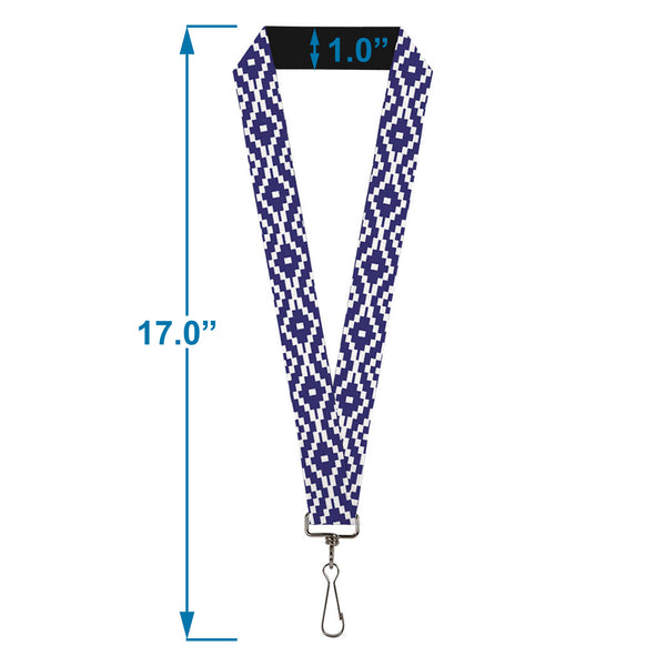 Buckle-Down Lanyard - 1.0" - Geometric Diamond Blue White