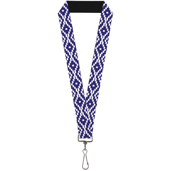 Buckle-Down Lanyard - 1.0" - Geometric Diamond Blue White