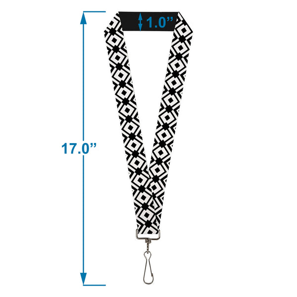 Buckle-Down Lanyard - 1.0" - Geometric Diamond2 Black White Black