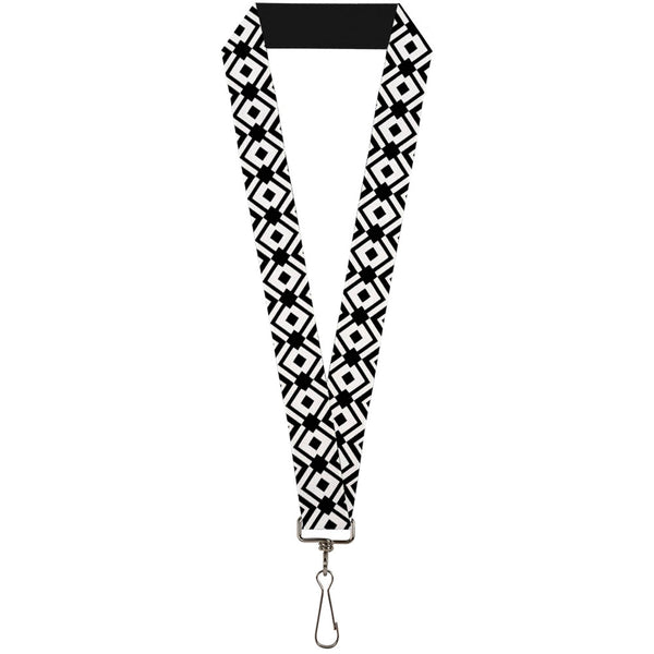 Buckle-Down Lanyard - 1.0" - Geometric Diamond2 Black White Black