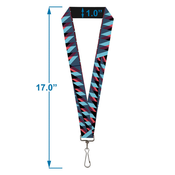 Buckle-Down Lanyard - 1.0" - Geometric Peaks Blues Purple Red