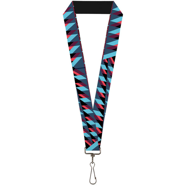Buckle-Down Lanyard - 1.0" - Geometric Peaks Blues Purple Red