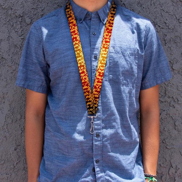Buckle-Down Lanyard - 1.0" - Geometric Transition Blues Reds Orange Yellows
