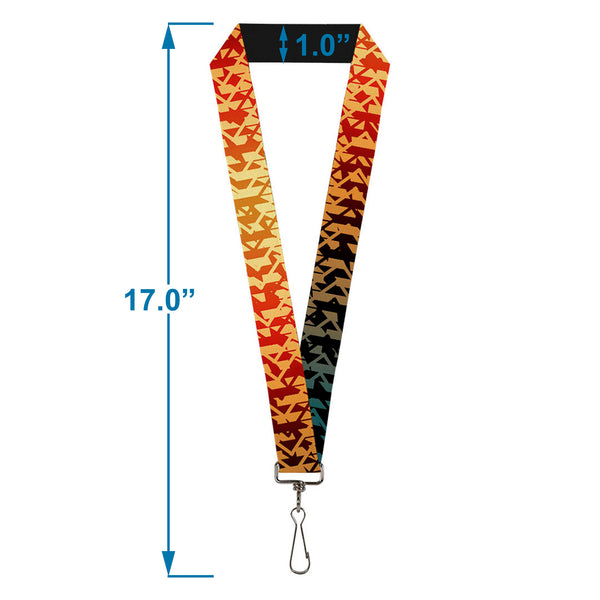 Buckle-Down Lanyard - 1.0" - Geometric Transition Blues Reds Orange Yellows