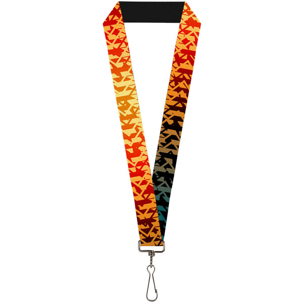 Buckle-Down Lanyard - 1.0" - Geometric Transition Blues Reds Orange Yellows