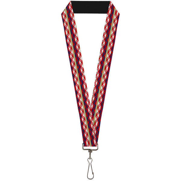 Buckle-Down Lanyard - 1.0" - Geometric Weave Tan White Red Blue