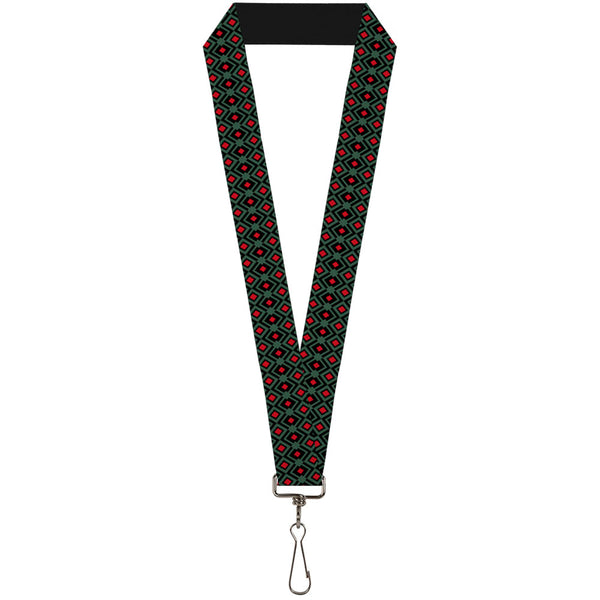 Buckle-Down Lanyard - 1.0" - Geometric3 Black Forest Green Red