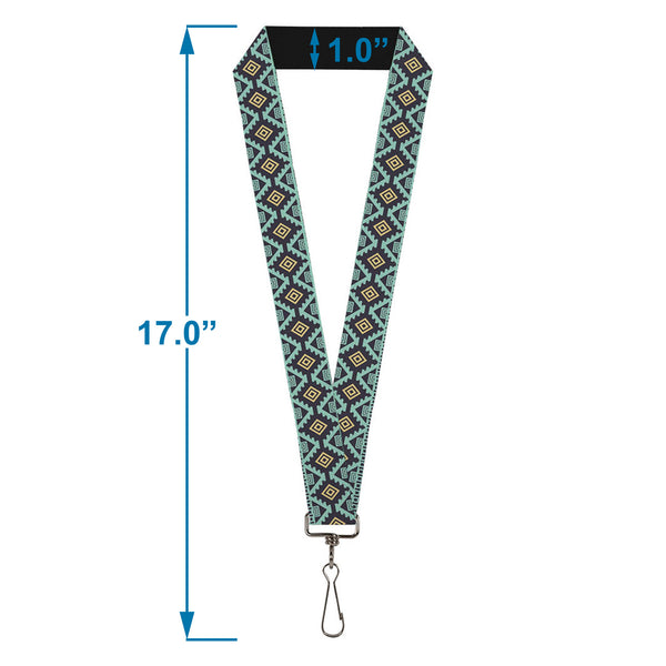 Buckle-Down Lanyard - 1.0" - Geometric6 Navy Turquoise Gold
