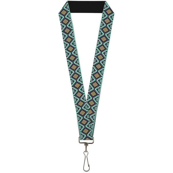 Buckle-Down Lanyard - 1.0" - Geometric6 Navy Turquoise Gold