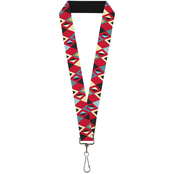 Buckle-Down Lanyard - 1.0" - Geometric9 Black Red Turquoise Ivory