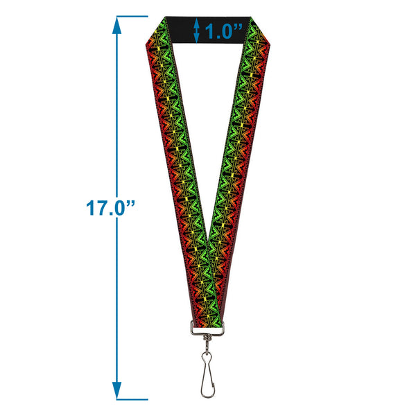 Buckle-Down Lanyard - 1.0" - Geomteric2 Black Red Yellow Green