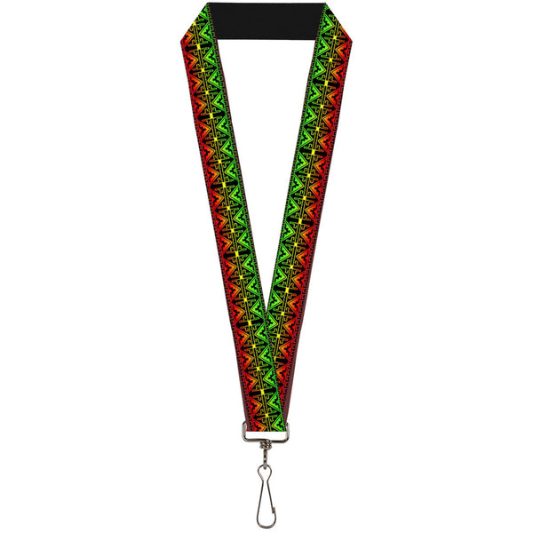 Buckle-Down Lanyard - 1.0" - Geomteric2 Black Red Yellow Green