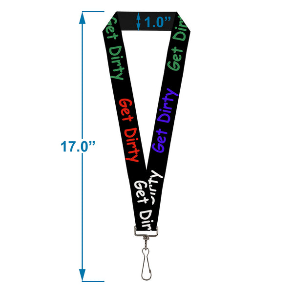Buckle-Down Lanyard - 1.0" - GET DIRTY Black White Blue Green Red