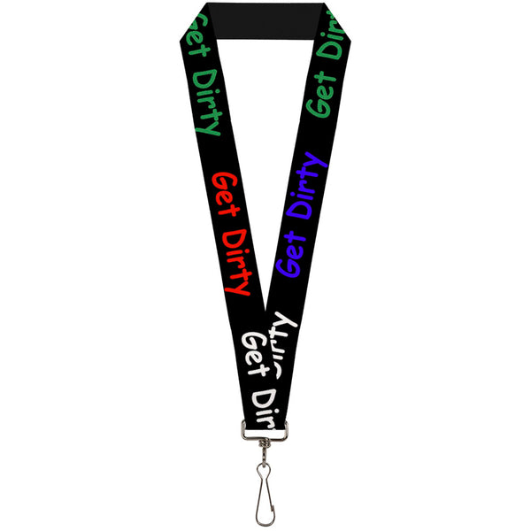 Buckle-Down Lanyard - 1.0" - GET DIRTY Black White Blue Green Red