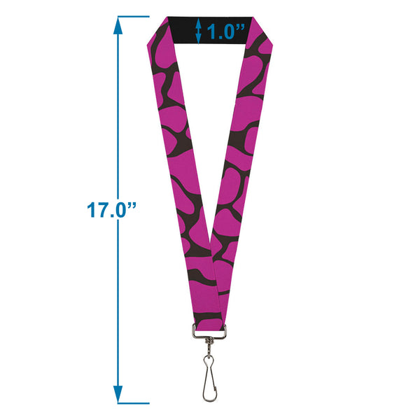 Buckle-Down Lanyard - 1.0" - Giraffe Spots Black Fuchsia