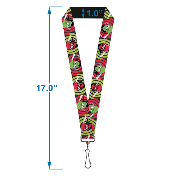 Buckle-Down Lanyard - 1.0" - Green & Red Dragons Smoking Gray