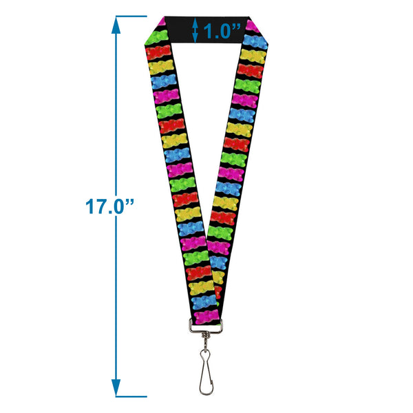 Buckle-Down Lanyard - 1.0" - Gummy Bears Black Multi Color
