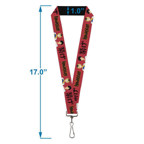 Buckle-Down Lanyard - 1.0" - HAIKYU Kozume And Kuroo Pose And Title Logo Red/Black