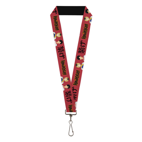 Buckle-Down Lanyard - 1.0" - HAIKYU Kozume and Kuroo Pose and Title Logo Red/Black
