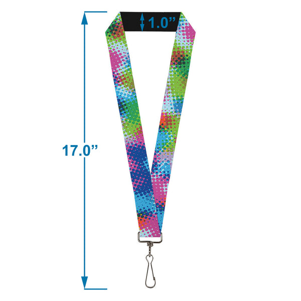 Buckle-Down Lanyard - 1.0" - Halftone Dots Light Blue Blues Greens Pinks