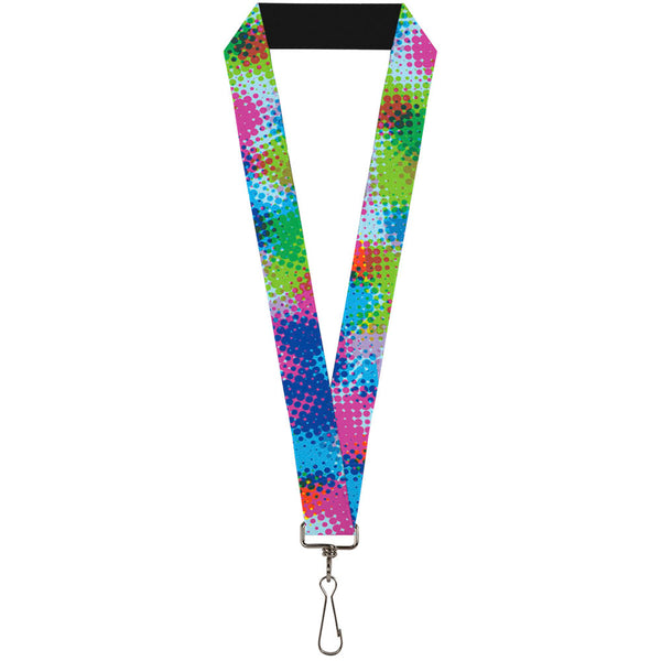 Buckle-Down Lanyard - 1.0" - Halftone Dots Light Blue Blues Greens Pinks