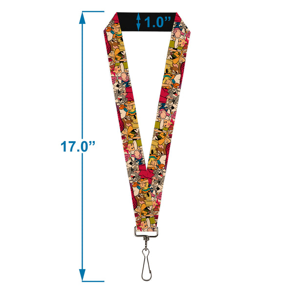 Buckle-Down Lanyard - 1.0" - HANNA-BARBERA Title Logo Mutli Show Characters Stacked