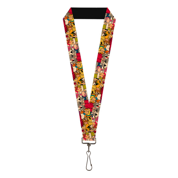 Buckle-Down Lanyard - 1.0" - HANNA-BARBERA Title Logo Mutli Show Characters Stacked