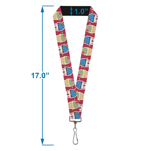 Buckle-Down Lanyard - 1.0" - Happy Cupcakes Dots Pink Green