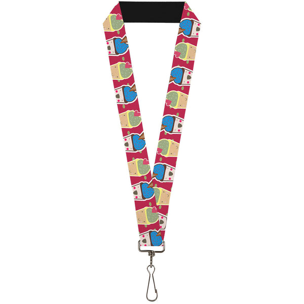 Buckle-Down Lanyard - 1.0" - Happy Cupcakes Dots Pink Green