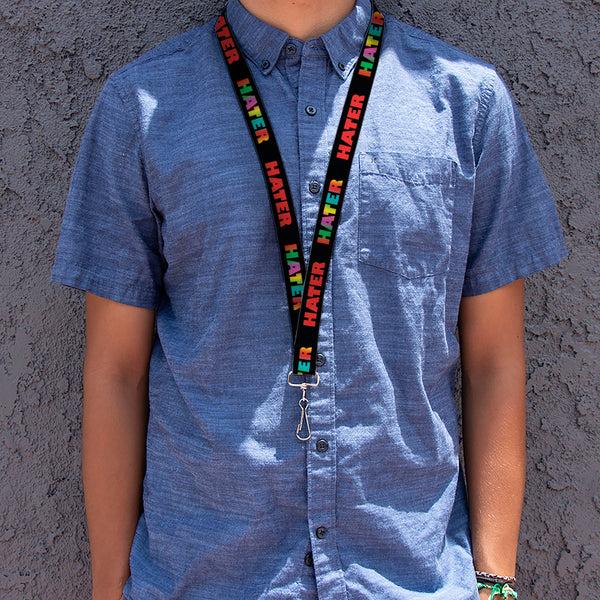 Buckle-Down Lanyard - 1.0" - HATER Black Red Rainbow Fade