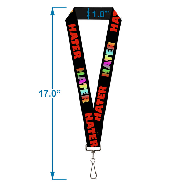 Buckle-Down Lanyard - 1.0" - HATER Black Red Rainbow Fade
