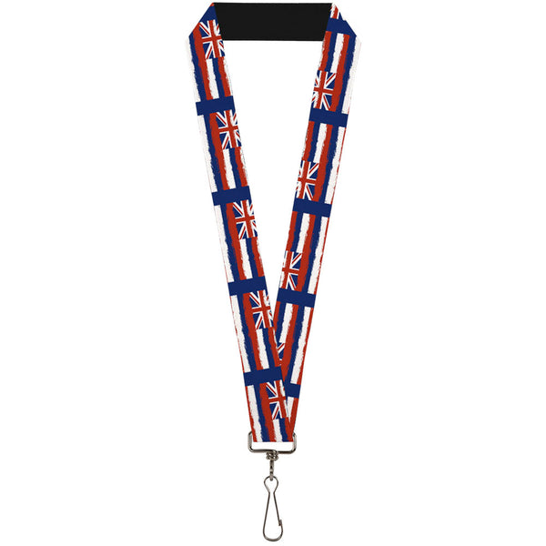 Buckle-Down Lanyard - 1.0" - Hawaii Flags Weathered Blue Red White