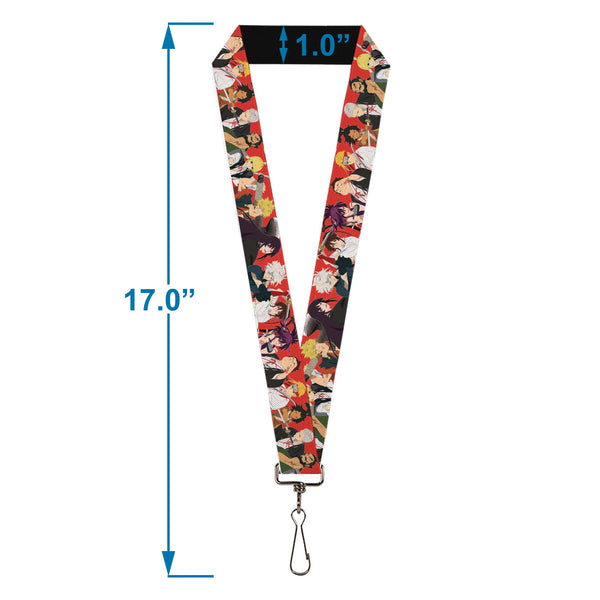 Buckle-Down Lanyard - 1.0" - Hell's Paradise Convicts And Yamada Clan Characters Red