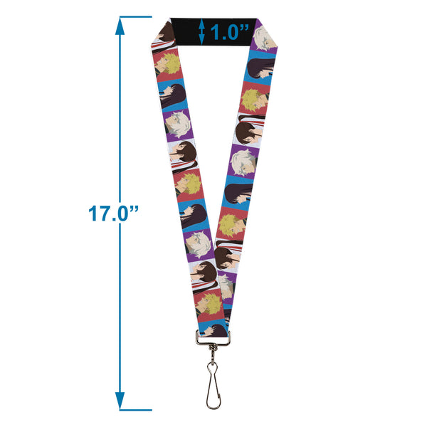 Buckle-Down Lanyard - 1.0" - Hell's Paradise Gabimaru Sagiri Chobe And Toma Profile Blocks Multi Color