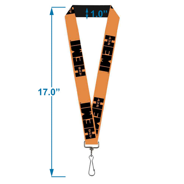 Buckle-Down Lanyard - 1.0" - HEMI 426 Logo Repeat Orange Black