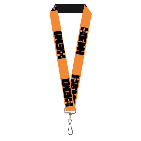 Buckle-Down Lanyard - 1.0" - HEMI 426 Logo Repeat Orange Black