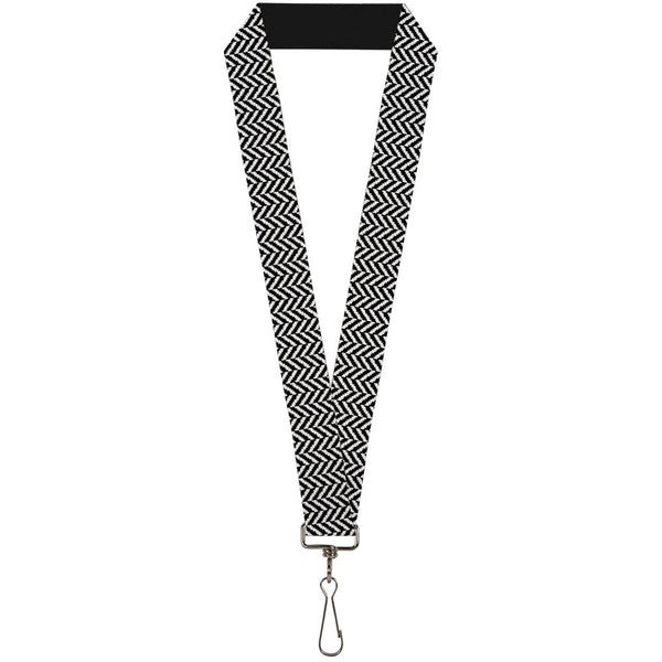 Buckle-Down Lanyard - 1.0" - Herringbone Jagged Black White