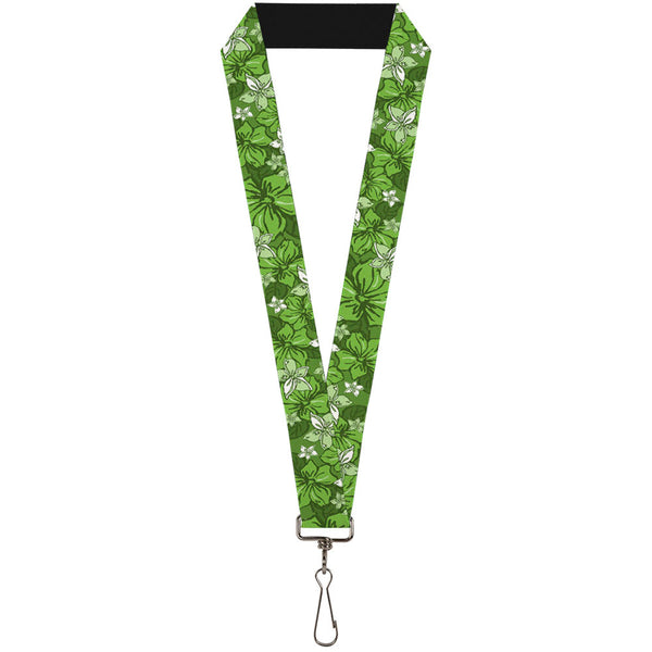 Buckle-Down Lanyard - 1.0" - Hibiscus Collage Green Shades