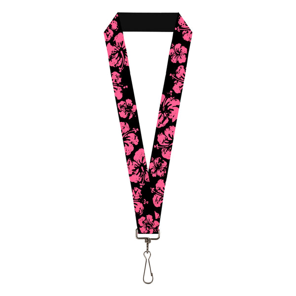 Buckle-Down Lanyard - 1.0" - Hibiscus Weathered Black Pink
