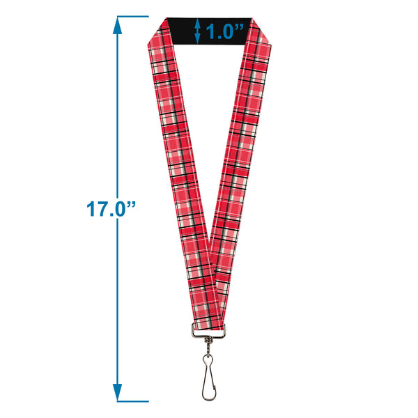 Buckle-Down Lanyard - 1.0" - Holiday Christmas Plaid Red/White/Black