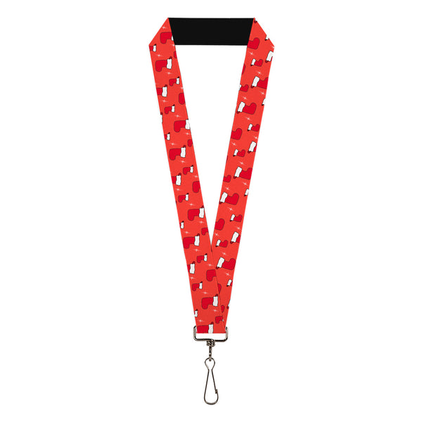 Buckle-Down Lanyard - 1.0" - Holiday Christmas Stocking and Star Red/White