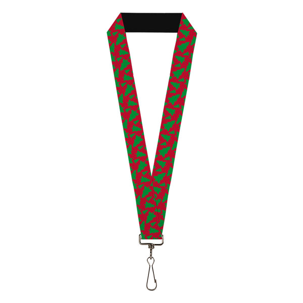 Buckle-Down Lanyard - 1.0" - Holiday Cookie Cutter Christmas Tree Scattered Red/Green