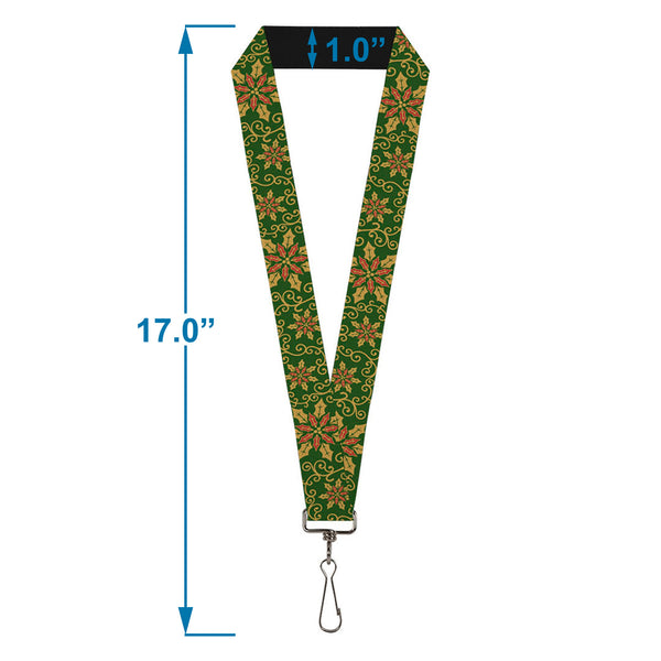 Buckle-Down Lanyard - 1.0" - Holiday Holly Green Gold Red